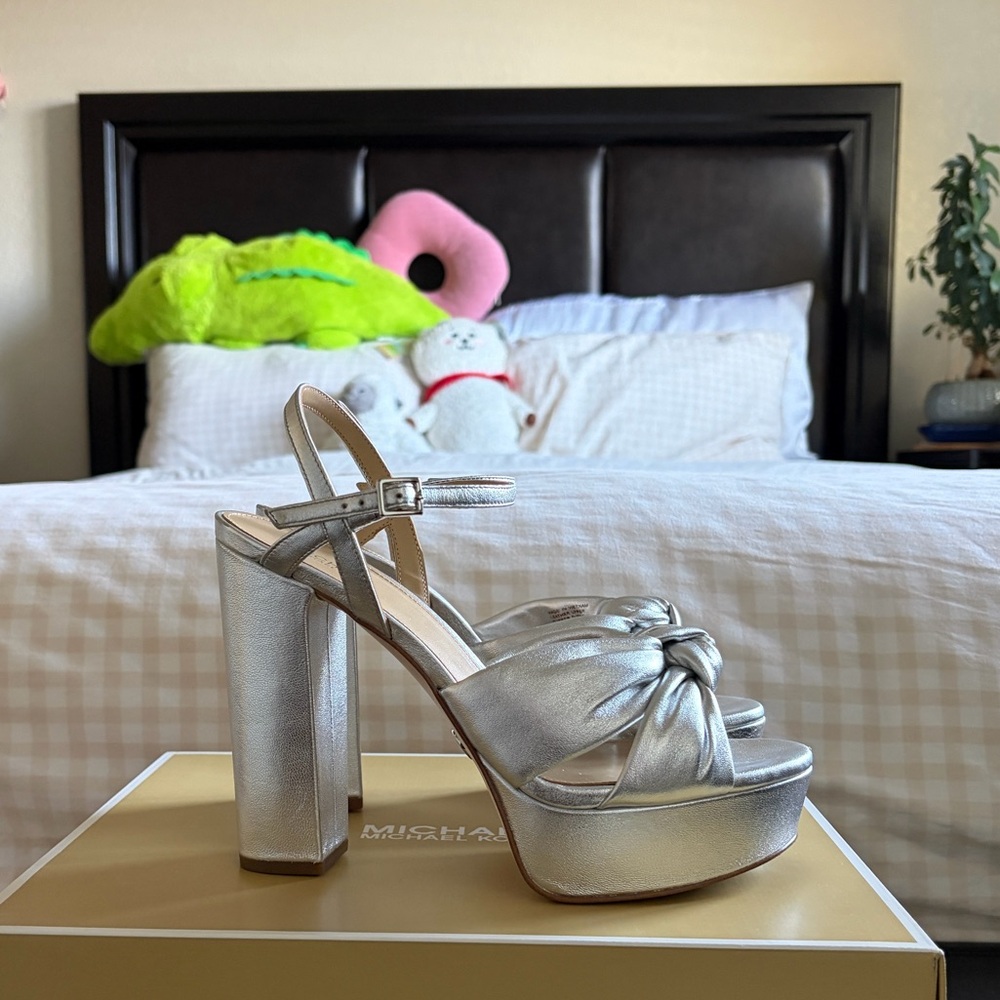 Michael Kors Silver Platform Knot Heels